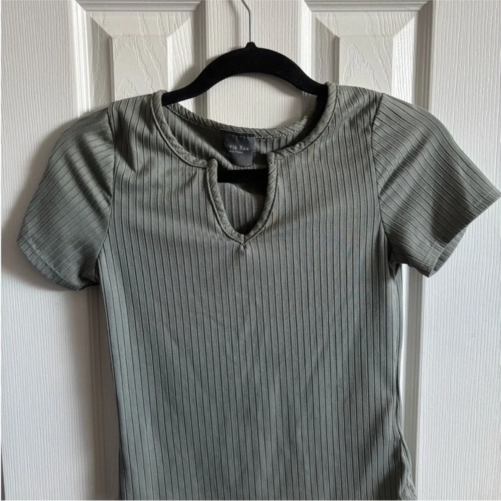Olivia Rae Ribbed Knit Top in Soft Green - Picture 3 of 6